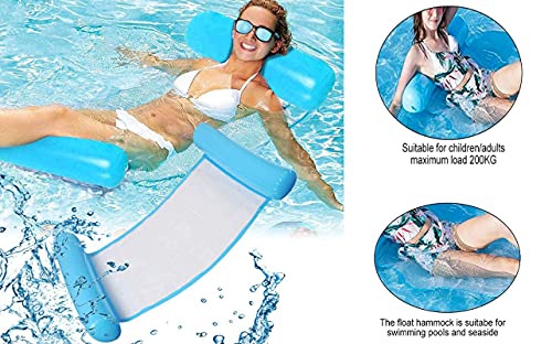 Kaishuai Hamaca Flotante,4 En 1Hamaca Inflable Tumbona Plegable Colchoneta Hinchable Flotador Piscina Playa para Adultos Tumbonas Hamaca de Agua (Azul claro )