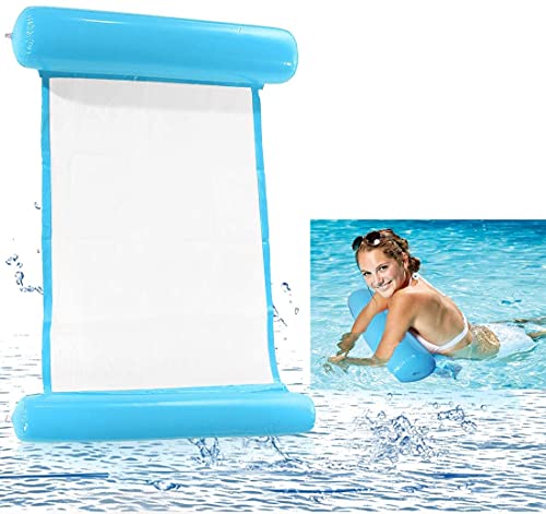 Kaishuai Hamaca Flotante,4 En 1Hamaca Inflable Tumbona Plegable Colchoneta Hinchable Flotador Piscina Playa para Adultos Tumbonas Hamaca de Agua (Azul claro )