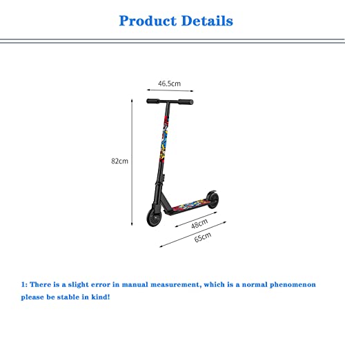 KASAN Patinete Niño,Rueda Doble Patinete Freestyle 2 Ruedas 100 Mm Aluminio Núcleo De Rueda Scooter 360° Trucos Y Saltos, Apto para Niños Y Adolescentes Mayores De 6 Años,Azul,82x46x48