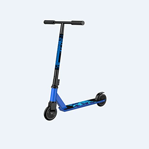 KASAN Patinete Niño,Rueda Doble Patinete Freestyle 2 Ruedas 100 Mm Aluminio Núcleo De Rueda Scooter 360° Trucos Y Saltos, Apto para Niños Y Adolescentes Mayores De 6 Años,Azul,82x46x48