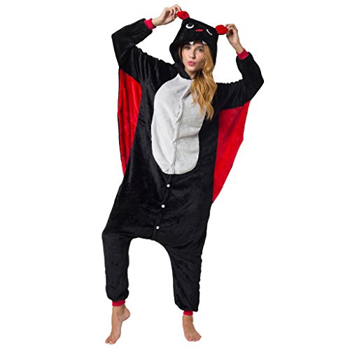 Katara-(10+ Modelos) Kigurumi Pijamas Disfraz Animal Halloween Adultos, Color murciélago, Talla 165-175cm (1744)