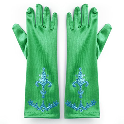 Katara 1098 - Guantes de Princesa - Accessorio de Disfraz Halloween, Carnaval, Cumpleaños - Niñas de 2-9 Años, Verde