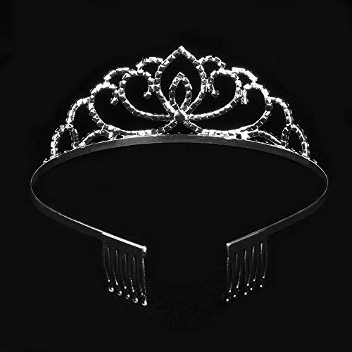 Katara Tiara de Princesa con Diamantes de Imitación de Plata para Novia y Dama de Honor - Corona Modelo #4 (1738)