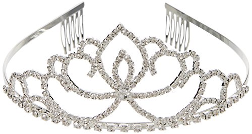 Katara Tiara de Princesa con Diamantes de Imitación de Plata para Novia y Dama de Honor - Corona Modelo #4 (1738)