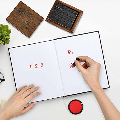 KATELUO 28 Piezas Sellos de Letras Madera, Juego de Sellos Letras, Sellos de Goma Alfabeto, Sellos de Letras y Números y Símbolos, con Caja de Almacenamiento, Ideale para Manualidades,Bricolaje