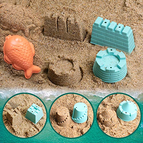 KATELUO Juguete de Playa Niños, 17 Piezas Bucket Castle etc Moldes Conjunto de Juguetes para la Playa, Juguetes de Nieve, Piscina Juguete de Playa, Niños Material plastico Blando Juguete