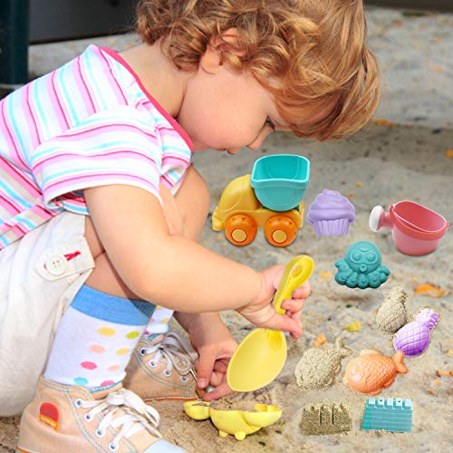 KATELUO Juguete de Playa Niños, 17 Piezas Bucket Castle etc Moldes Conjunto de Juguetes para la Playa, Juguetes de Nieve, Piscina Juguete de Playa, Niños Material plastico Blando Juguete