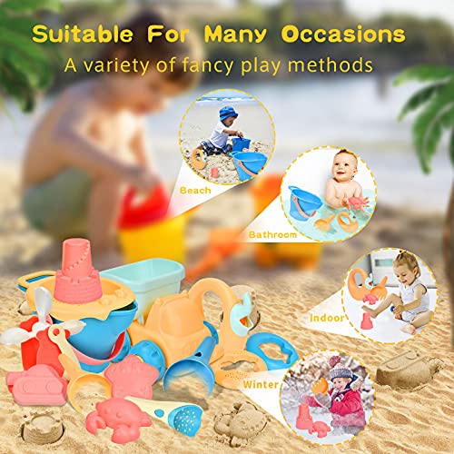 KATELUO Juguetes de Playa para Niños, Juguetes de Playa, Juguetes de Playa para Bebes, 20PCS Conjunto de Juguetes para la Playa con Bolsas de Red, Juego de Juguetes de Playa y Arena Juguetes acuáticos