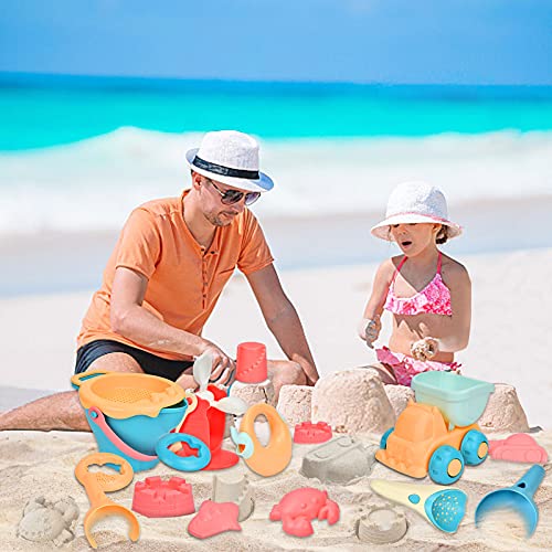 KATELUO Juguetes de Playa para Niños, Juguetes de Playa, Juguetes de Playa para Bebes, 20PCS Conjunto de Juguetes para la Playa con Bolsas de Red, Juego de Juguetes de Playa y Arena Juguetes acuáticos