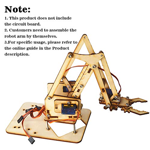 KEENSO Kit de brazo robótico, Raspberry Pi SNAM1500 4 DOF Brazo mecánico robótico de madera sg90 Servo para Arduino DIY Brazo robot