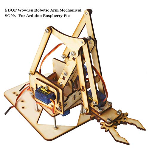KEENSO Kit de brazo robótico, Raspberry Pi SNAM1500 4 DOF Brazo mecánico robótico de madera sg90 Servo para Arduino DIY Brazo robot