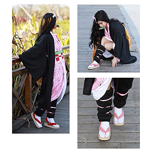 KELEBUE Demon Slayer, Kochou Shinobu, Zuecos Cos, cinturón + Calcetines Resistentes a caídas Gratis, Amantes del Anime Cosplay, Sandalias de Zuecos japoneses, Accesorios de Anime, Regalos