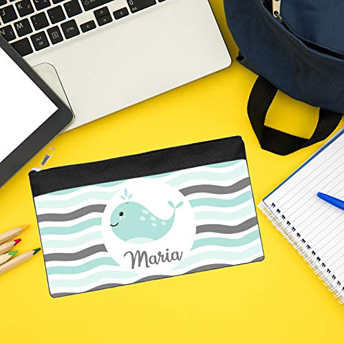 Kembilove - Estuche Infantil Personalizado – Estuches Personalizados con el Nombre del Niño o Niña – Estuche Vuelta al Cole – Estuche personalizado (Ballena)