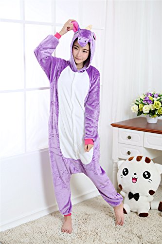 Kenmont Unicornio Juguetes y Juegos Traje Disfraz Animal Ropa de Dormir Cosplay Disfraces Pijamas para Adulto Niños (Tamaño M: 158-168 CM, Púrpura)