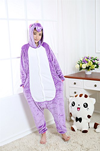 Kenmont Unicornio Juguetes y Juegos Traje Disfraz Animal Ropa de Dormir Cosplay Disfraces Pijamas para Adulto Niños (Tamaño M: 158-168 CM, Púrpura)