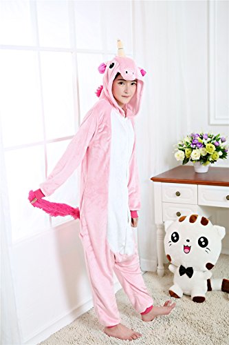 Kenmont Unicornio Juguetes y Juegos Traje Disfraz Animal Ropa de Dormir Cosplay Disfraces Pijamas para Adulto Niños (Tamaño M: 158-168 CM, Rosa)