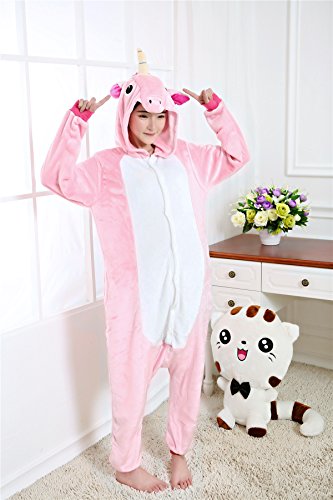 Kenmont Unicornio Juguetes y Juegos Traje Disfraz Animal Ropa de Dormir Cosplay Disfraces Pijamas para Adulto Niños (Tamaño M: 158-168 CM, Rosa)