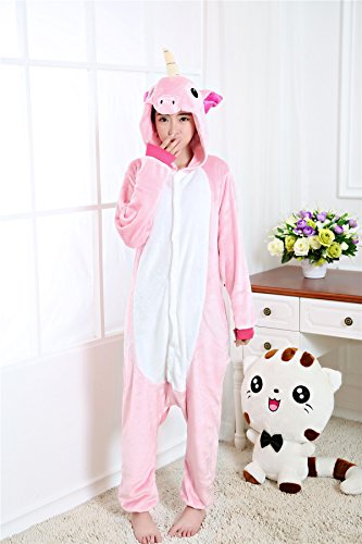 Kenmont Unicornio Juguetes y Juegos Traje Disfraz Animal Ropa de Dormir Cosplay Disfraces Pijamas para Adulto Niños (Tamaño M: 158-168 CM, Rosa)