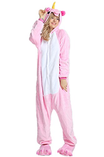 Kenmont Unicornio Juguetes y Juegos Traje Disfraz Animal Ropa de Dormir Cosplay Disfraces Pijamas para Adulto Niños (Tamaño M: 158-168 CM, Rosa)