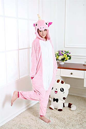 Kenmont Unicornio Juguetes y Juegos Traje Disfraz Animal Ropa de Dormir Cosplay Disfraces Pijamas para Adulto Niños (Tamaño M: 158-168 CM, Rosa)