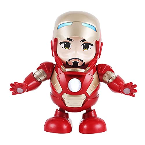 kepos Baile Música Vengadores Iron Man Robot Toy LED Music Linterna Tony Stark Iron Man Figura de acción Juguete electrónico para niños