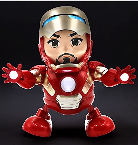 kepos Baile Música Vengadores Iron Man Robot Toy LED Music Linterna Tony Stark Iron Man Figura de acción Juguete electrónico para niños