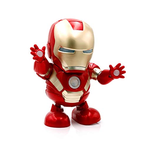 kepos Baile Música Vengadores Iron Man Robot Toy LED Music Linterna Tony Stark Iron Man Figura de acción Juguete electrónico para niños