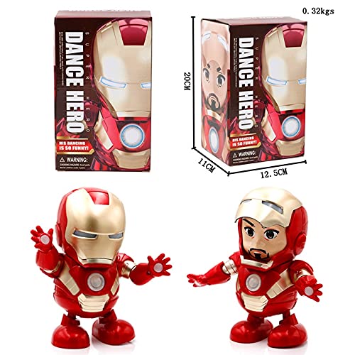 kepos Baile Música Vengadores Iron Man Robot Toy LED Music Linterna Tony Stark Iron Man Figura de acción Juguete electrónico para niños