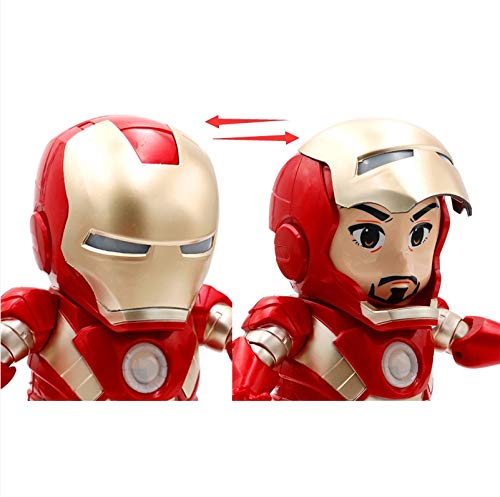 kepos Baile Música Vengadores Iron Man Robot Toy LED Music Linterna Tony Stark Iron Man Figura de acción Juguete electrónico para niños