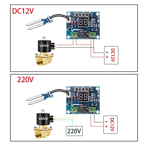 KEPUSHIYE Controlador de Sensor de Humedad de 12V Sistema de riego Sistema de riego automático Módulo de riego Digital Controlador de Humedad Rojo