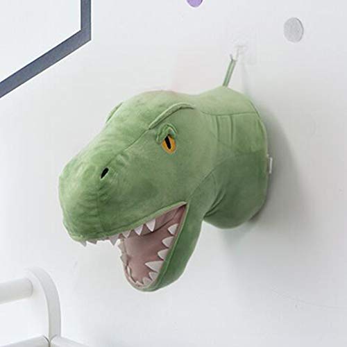 KERDEJAR 3D Cabeza de Animal de Dibujos Animados Dinosaurio de Peluche de Juguete para niños Dormitorio guardería decoración Colgante de Pared