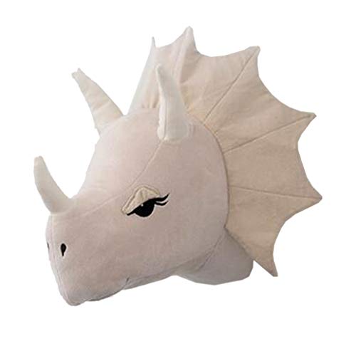 KERDEJAR 3D Cabeza de Animal de Dibujos Animados Dinosaurio de Peluche de Juguete para niños Dormitorio guardería decoración Colgante de Pared