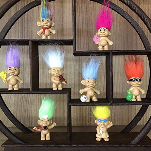 KESOTO 8 Piezas Cromática Muñeca Lucky Troll Mini Figuras de Acción Juguete Decoración de Escritorio en Casa