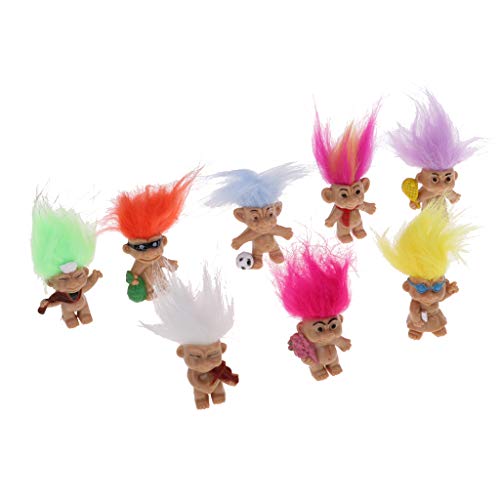 KESOTO 8 Piezas Cromática Muñeca Lucky Troll Mini Figuras de Acción Juguete Decoración de Escritorio en Casa