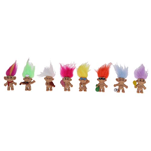 KESOTO 8 Piezas Cromática Muñeca Lucky Troll Mini Figuras de Acción Juguete Decoración de Escritorio en Casa