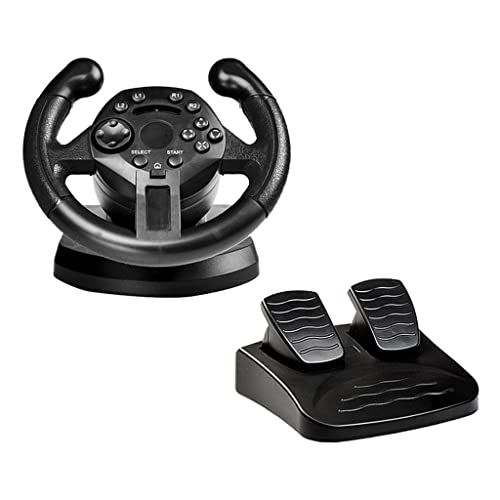 KESOTO Juego de Conducción Racing Volante + Pedales de Freno Vibración USB para PS3 / PC