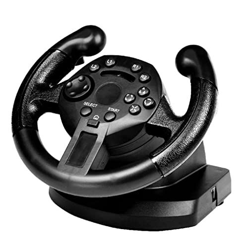 KESOTO Juego de Conducción Racing Volante + Pedales de Freno Vibración USB para PS3 / PC