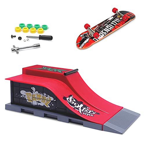 KETIEE Finger Skate Park Kit Juego de minimonopatín de Dedo con rampa y Otros Accesorios Diapasón de rampa Parque Juguete para Niños (E)