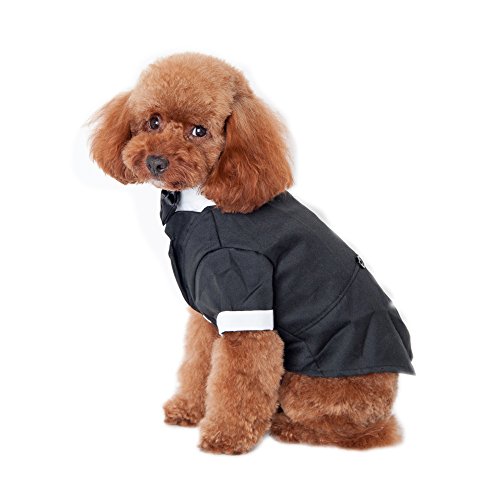 Keysui Mascotas Elegante Fiesta Formal Traje Ropa Partido Smoking para Perros Abrigos (Negro, M)