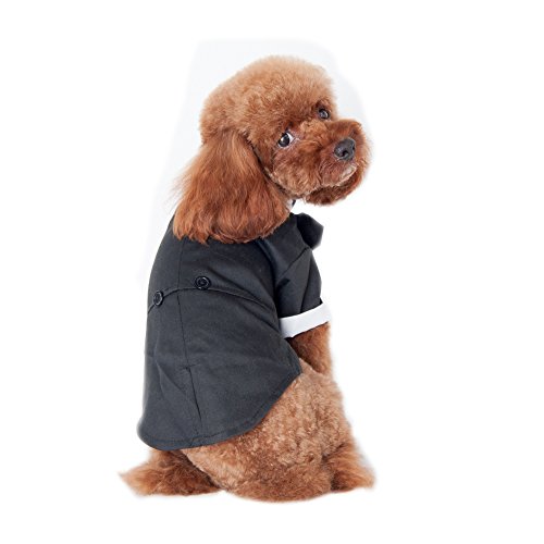 Keysui Mascotas Elegante Fiesta Formal Traje Ropa Partido Smoking para Perros Abrigos (Negro, M)