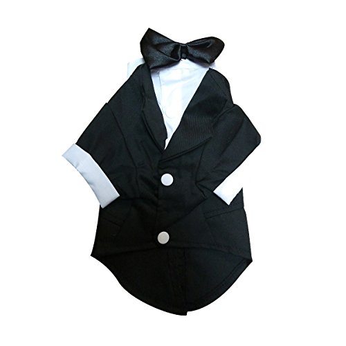 Keysui Mascotas Elegante Fiesta Formal Traje Ropa Partido Smoking para Perros Abrigos (Negro, M)