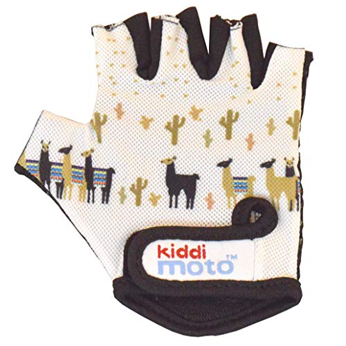 Kiddimoto Guantes de Ciclismo sin Dedos para Infantil (niñas y niños) - Bicicleta, MTB, BMX, Carretera, Montaña - Llama - Talla: M (5-8 años)