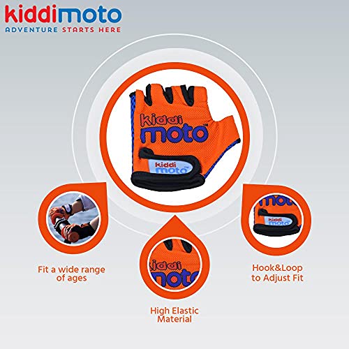 Kiddimoto Guantes de Ciclismo sin Dedos para Infantil (niñas y niños) - Bicicleta, MTB, BMX, Carretera, Montaña - Naranja - Talla: M (5-8 años)