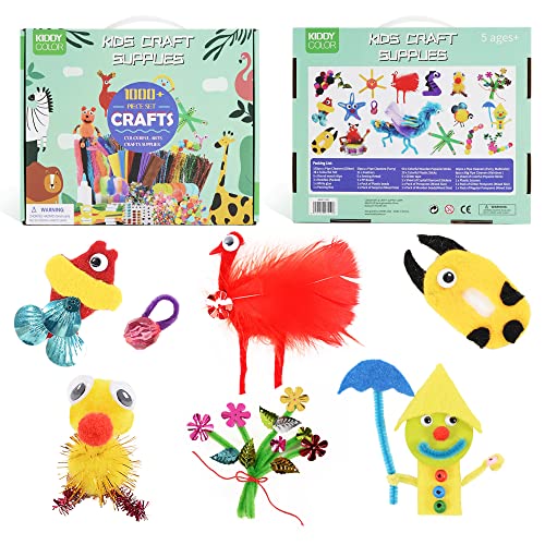 KIDDYCOLOR Art and Craft Supplies para niños, más de 1000 Piezas de Kit de Suministros para Manualidades, Todo en uno, Juego de Manualidades para niños pequeños de 5 años, 6 7 8 9 10