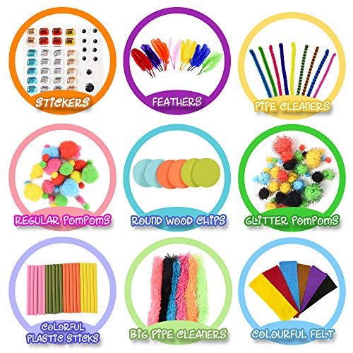 KIDDYCOLOR Art and Craft Supplies para niños, más de 1000 Piezas de Kit de Suministros para Manualidades, Todo en uno, Juego de Manualidades para niños pequeños de 5 años, 6 7 8 9 10