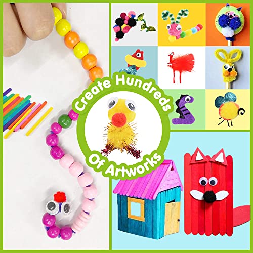 KIDDYCOLOR Art and Craft Supplies para niños, más de 1000 Piezas de Kit de Suministros para Manualidades, Todo en uno, Juego de Manualidades para niños pequeños de 5 años, 6 7 8 9 10