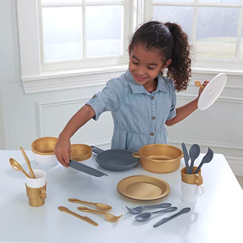 KidKraft - Kit de utensilios para cocina de juguete de 27 unidades (juego completo de platos y utensilios), Color Metálico (63532 ) , color/modelo surtido