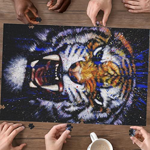 kikomia Rompecabezas de tigre enfadado, para adultos y niños, cálido, regalo de Navidad, 300 piezas, color blanco