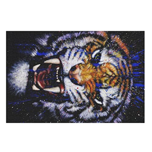 kikomia Rompecabezas de tigre enfadado, para adultos y niños, cálido, regalo de Navidad, 300 piezas, color blanco