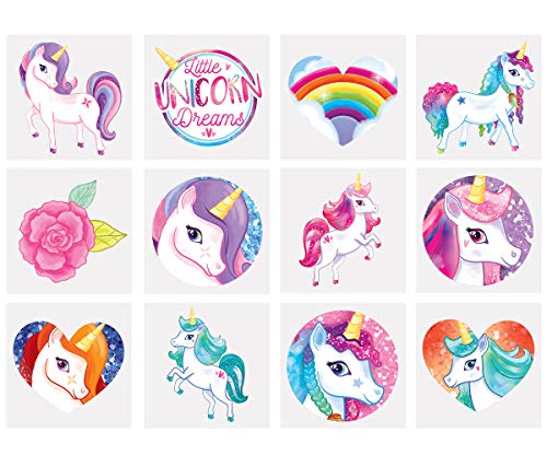 KINPARTY ® - 84 x Tatuajes Temporales Unicornios Diseños Surtidos para Niñas/Niños